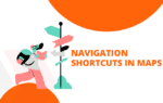 Navigation Shortcuts in Maps a person walking on a street sign