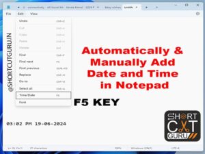 Adding Date and Time in Notepad