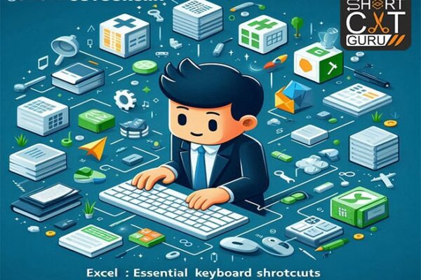 excel keyboard shortcuts a cartoon of a man typing on a keyboard