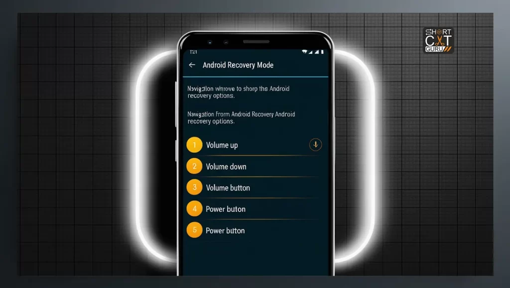 Android Recovery Mode screen with navigation instructions