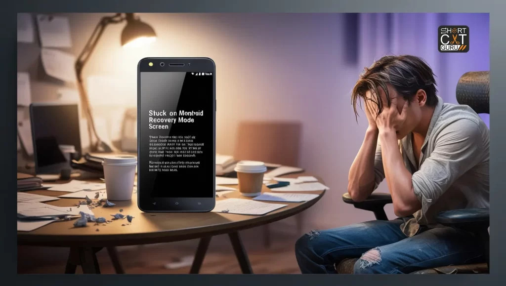 Android device stuck in Recovery Mode with a frustrated user