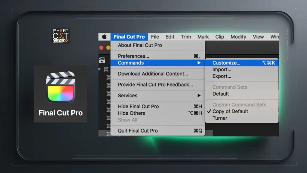 Creating a new shortcut in Final Cut Pro