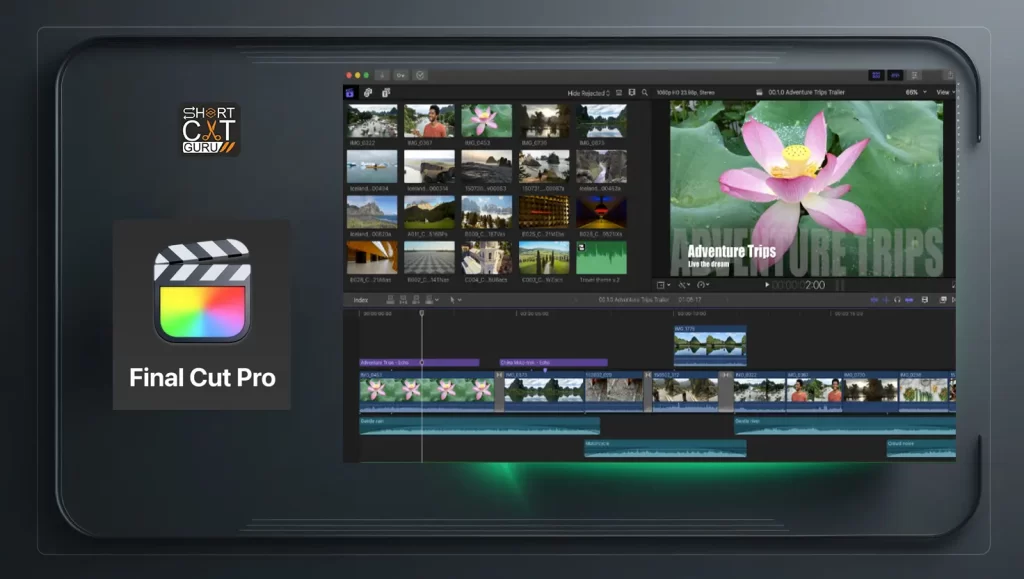 Final Cut Pro timeline with navigation controls