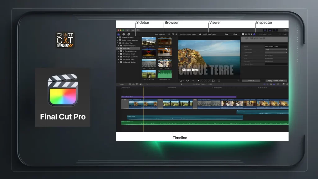 Final Cut Pro view options with shortcuts