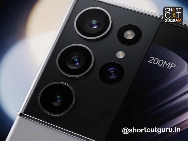 Samsung Galaxy Z Fold 7 and Z Flip 7: Unfolding the Future of Smartphones 4 A close-up image of the Samsung Galaxy Z Fold 7's 200MP camera module, highlighting its advanced lenses and sensors for high-quality photography