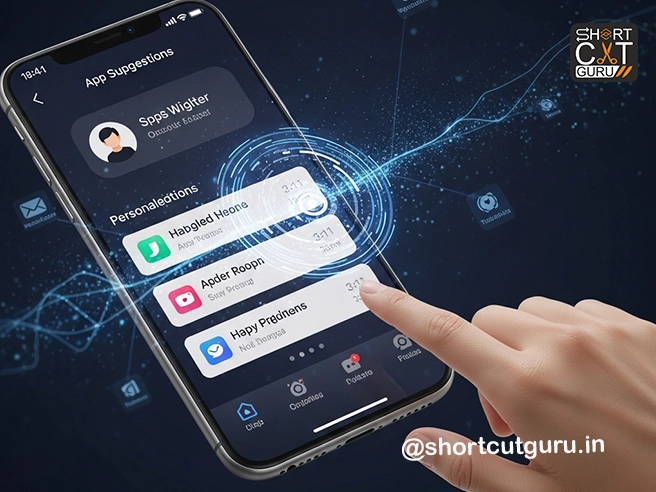 Benefits of AI in mobile phones : The Intelligent Companion - Unlocking the Myriad 3 A smartphone screen displays a smart user interface with personalized app suggestions and notifications, showcasing intuitive technology