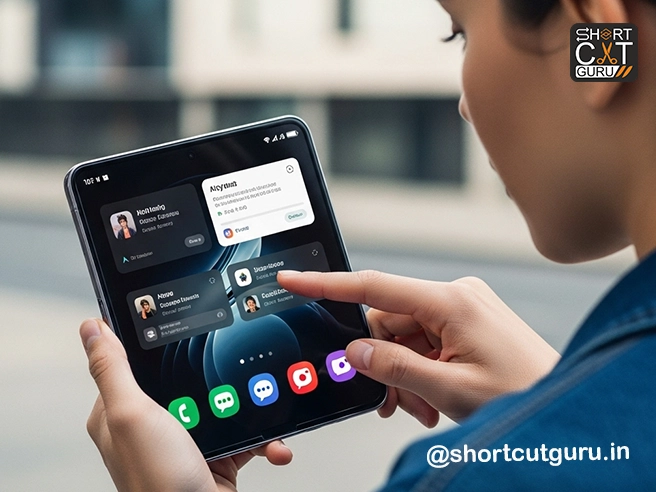 Samsung Galaxy Z Fold 7 and Z Flip 7: Unfolding the Future of Smartphones 3 A user leveraging the enhanced FlexWindow on the Samsung Galaxy Z Flip 7 for efficient, personalized interactions