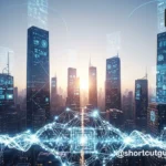 A futuristic cityscape with interconnected smart devices and abstract AI elements, representing the exciting landscape of emerging tech in 2025.
