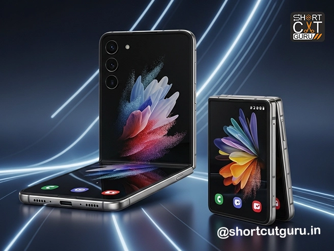 The Samsung Galaxy Z Fold 7 unfolded and Galaxy Z Flip 7 folded, representing the pinnacle of Samsung's foldable phone innovations