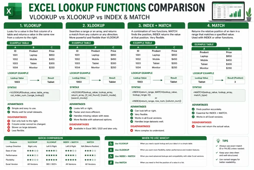 VLOOKUP vs XLOOKUP vs INDEX & MATCH
